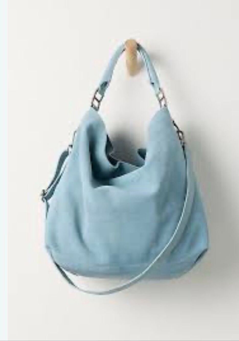 Free People Suzie Suede Slouchy Tote Bag in Sky Blue